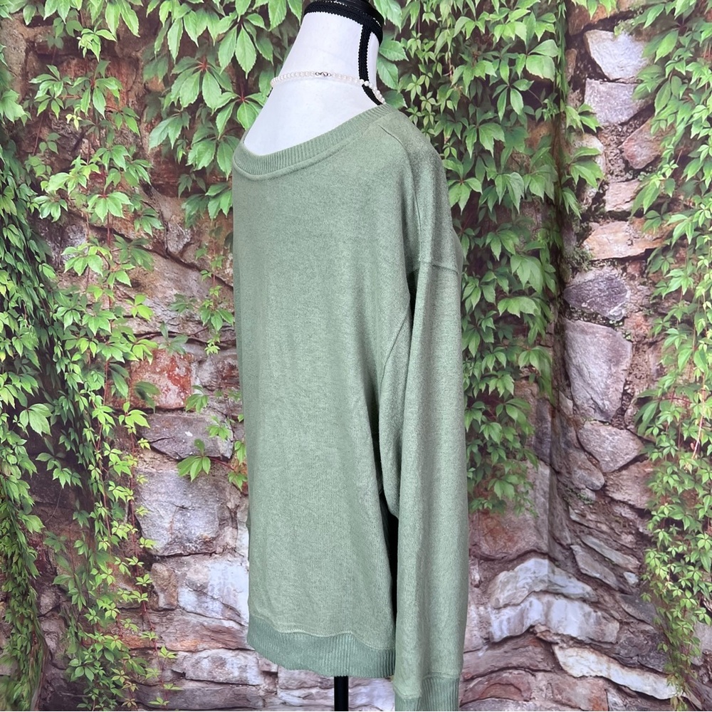 78 & SUNNY Dark Academia Sage Green Dolman Sleeve Spring Sweater, XL - Picture 11 of 14